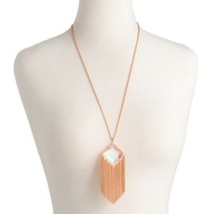 NWT Kendra Scott Kingston  Pendant Crystal Rose Gold Fringe Necklace Adjustable